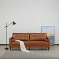 thumbnail image 2 of A&D Home Anza 3-Seater Tufted Faux Leather Sofa, Cognac Brown, 2 of 8