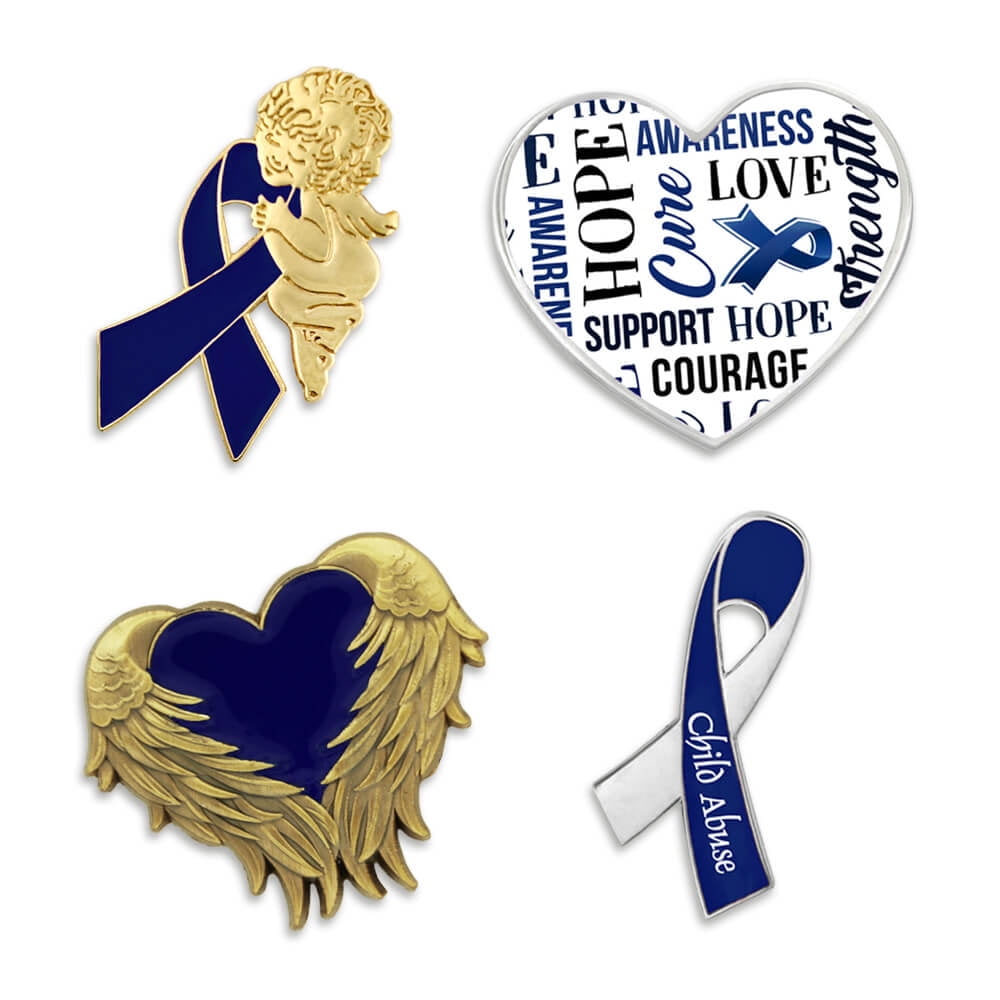 PinMart PinMart s Child Abuse Awareness Blue Heart Ribbon Enamel 