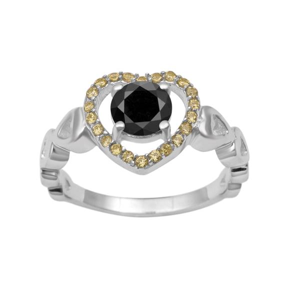 Mooneye 925 Sterling Silver 6mm Black Spinel Women Valentines Day Gifts Ring in Open Heart