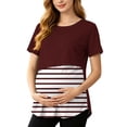 thumbnail image 2 of Xdegoge Womens Maternity Nursing Tops Short Sleeve Colorblock Striped Breastfeeding Shirts Layered Design Comfortable Casual Flattering Pregnancy Tee, 2 of 9