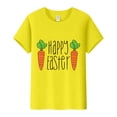 thumbnail image 5 of Prolriy Chemises de Pâques pour Femmes Joyeuses Pâques T-Shirt à Manches Courtes Col Rond Imprimé Lettre Carotte Haut Tenue de Pâques pour Femmes, Hauts Jaunes TG, 5 of 5