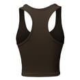 thumbnail image 3 of A2Y Women's Basic Cotton Casual Scoop Neck Cropped Racerback Tank Tops Brown XL, 3 of 5