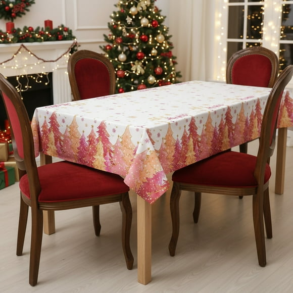 xihome Mantel desechable de plstico extragrande, impermeable y resistente al aceite, 137 x 274 cm, con estampado de rbol de Navidad. Ideal para fiestas, cenas, bufs y catering.