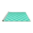 thumbnail image 2 of Ahgly Company Machine Washable Indoor Square Checkered Turquoise Blue Modern Area Rugs, 7' Square, 2 of 4