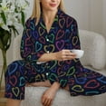 thumbnail image 6 of Fotbe Colored Hearts Pattern Long Sleeve Pajama Set for Women,Sleepwear Set,2-piece Loungewear Set,Soft PJs Comfy Nightwear with Pockets -Large, 6 of 7