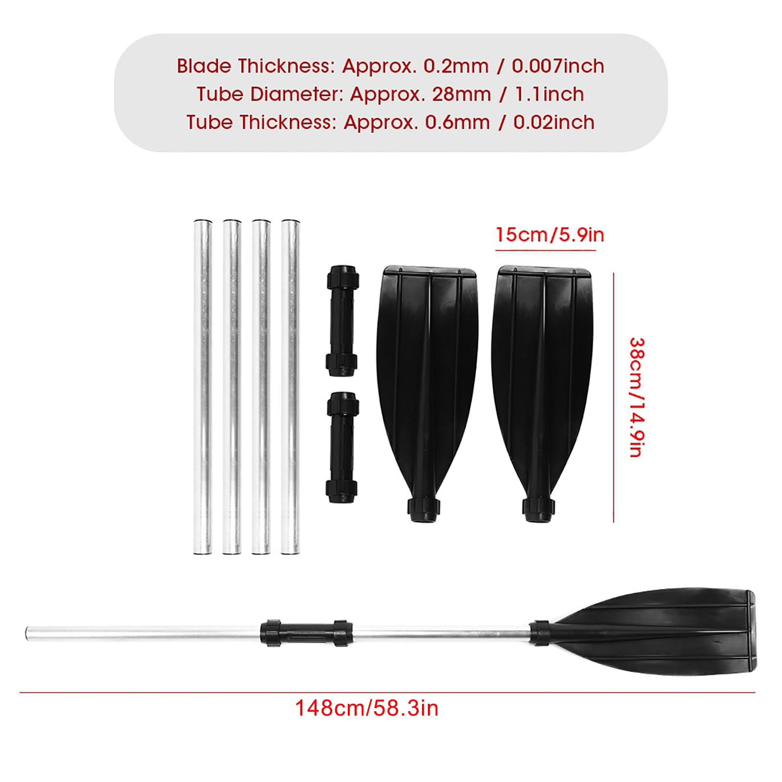 Boat Oars, Portable 210cm Afloat Marine Paddles Rustproof Lightweight Dual End For Kayak Raft