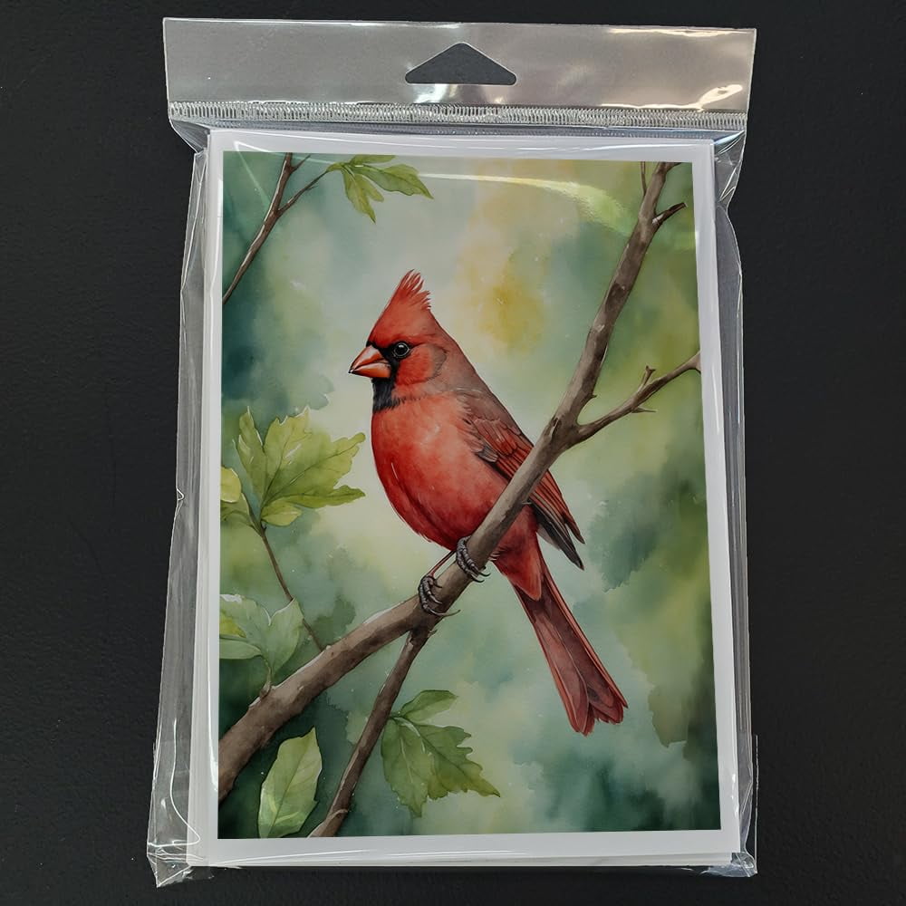 Carolines Treasures DAC7487GCA7P 5 x 7 in. West Virginia Northern CardInal Greeting Cards - Pack of 8