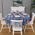thumbnail image 2 of Green Blue Butterfly Pink Purple Pattern Round Tablecloth 60"x60",Wrinkle Wipeable Table Cloth for Kitchen Dining Room Picnic Patio Party, 2 of 6