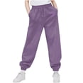 thumbnail image 2 of Winter Savings! Loopsun Kids Fall Winter Long Pants, Toddler Sports Sweatpants, Boys and Girls Casual Solid Elastic Waist Comfortable Daily Wear Long Jogger Sweatpants Purple, 7-8 Years, 2 of 4