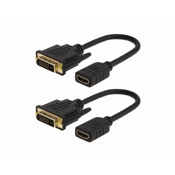 2-Pack HDMI to DVI Cable, Bi-Directional HDMI Female to DVI-D(24+1) Male Adapter, 1080P DVI to HDMI Conveter, 3D, 0.15M Black