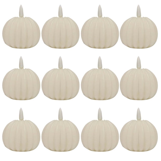 QJUHUNG Battery Operated Pumpkin Candles Flameless LED Decor Mini and Large Sizes Perfect for Autumn Halloween Thanksgiving Celebrations Cozy Ambient Lighting