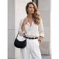 thumbnail image 4 of Punplita Women's Belts for Jeans Genuine Leather Black Belt with Silver Buckle, 4 of 6