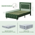 thumbnail image 5 of 4 EVER WINNER Twin Bed Frame, Upholstered Platform Bed Frame with Headboard and Footboard, Twin Size Bed Frame, Diamond Headboard and Footboard Design, Green, 5 of 7