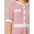 thumbnail image 4 of DARING DIVA Women's Short Sleeve Pleated Casual A-Line Midi Dress M Pink, 4 of 7