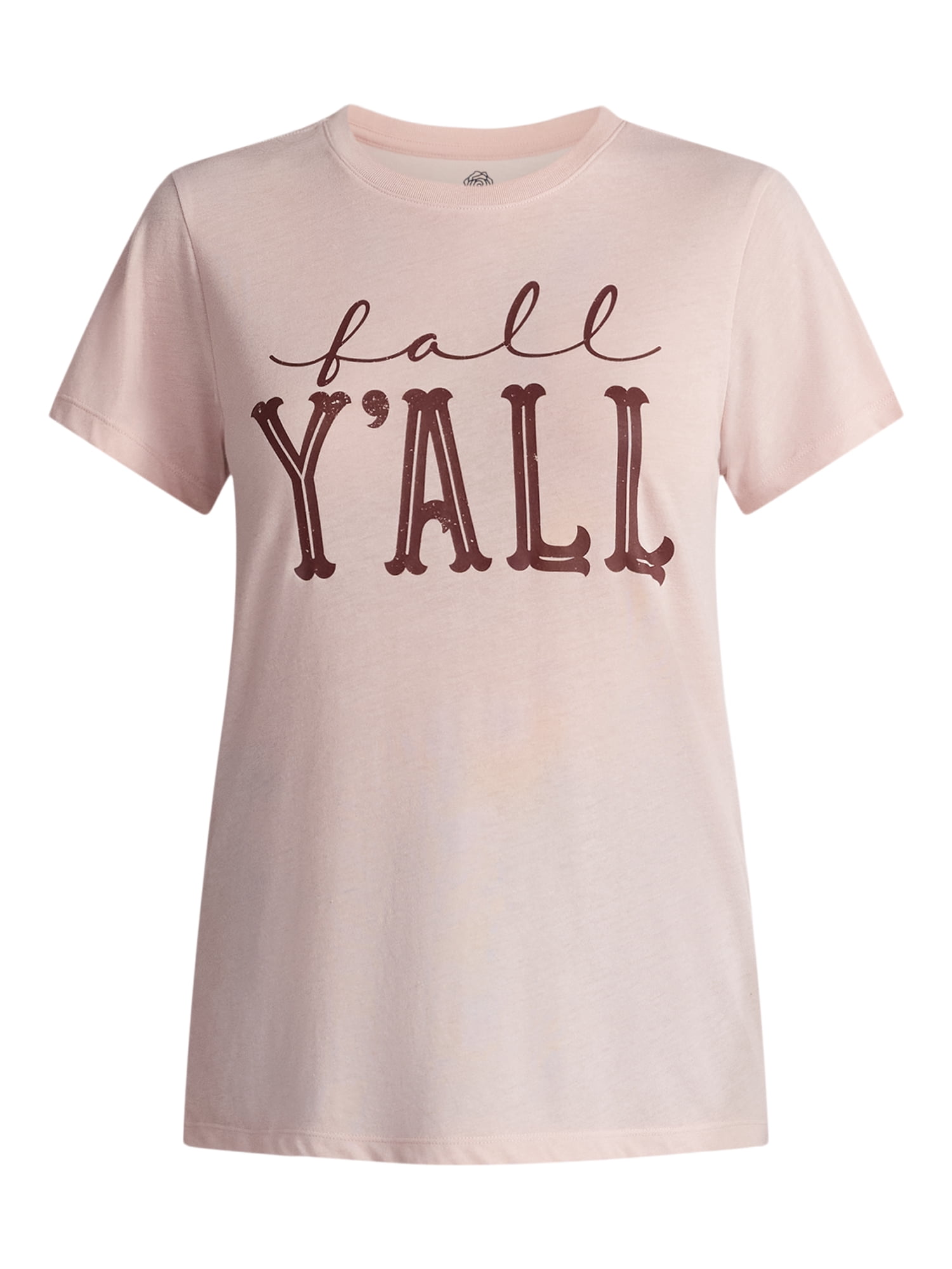 Positivitees Women's Fall Y'all Graphic Seasonal Fall Tee, Sizes S-XXXL