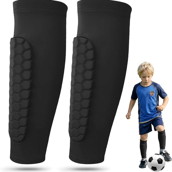 HIBIBUD Soccer Shin Guards for Kids Youth Adults - Lightweight Calf Shin Guards Compression Sleeve with Honeycomb Pads for Soccer Baseball Mtb Football–Boys Girls Protective Gear
