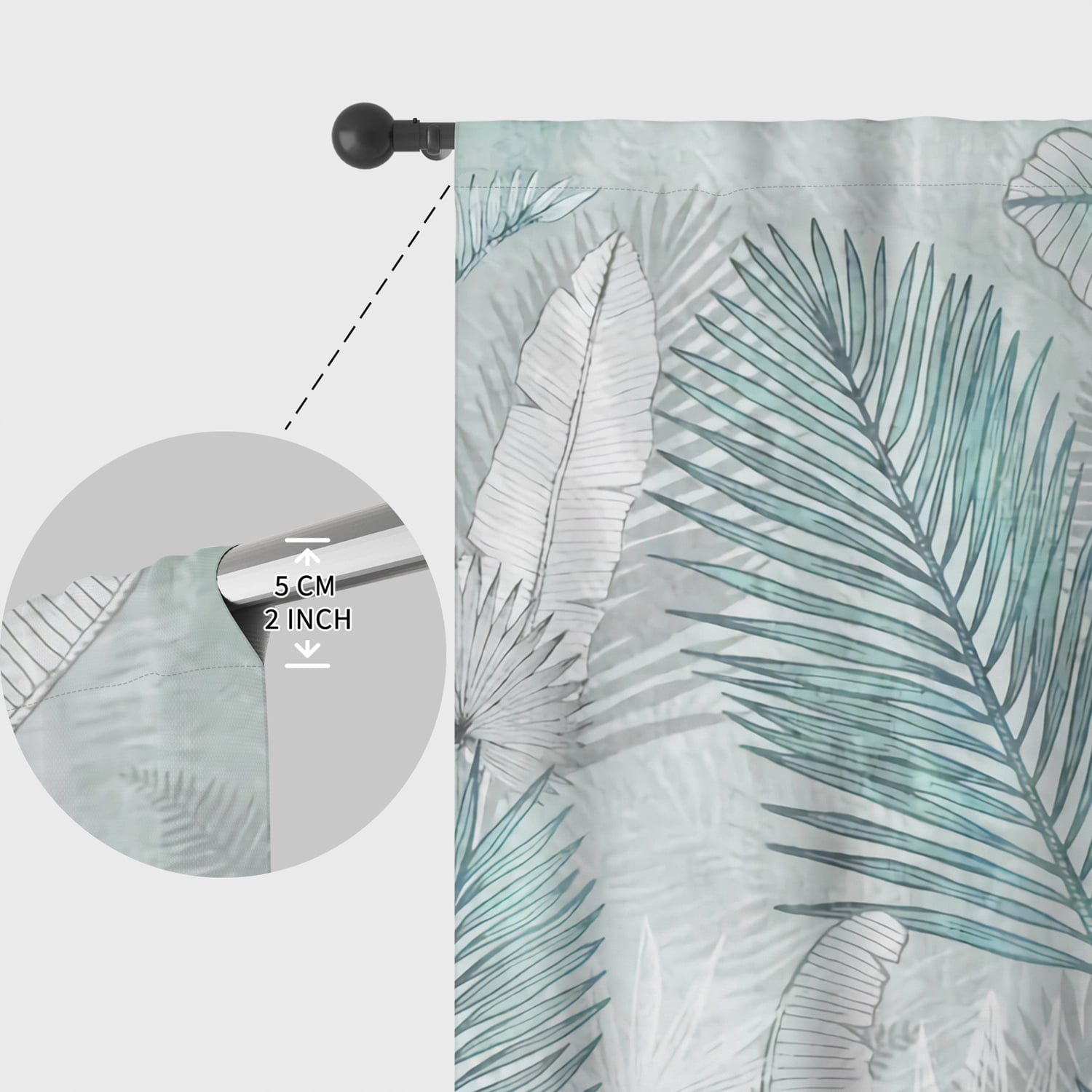 Lfeey Leaf Print Blackout Curtains, Bedroom Living Room，Room Darkening Rod Pocket Curtains, 84 Inch Length, 2 Panels