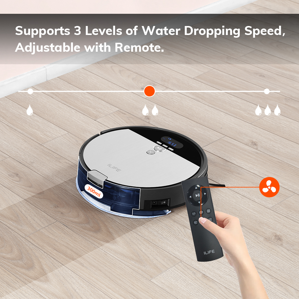 ILIFE V8s-W, Robot Vacuum and Mop 2 in 1, Route Planning, Tangle Free for Pet Hair, XL 750ml Dustbin - image 2 of 6