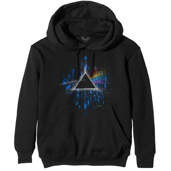 Pink Floyd Unisex Pullover Hoodie Sweatshirt Dark Side of the Moon Blue Splatter (Small)