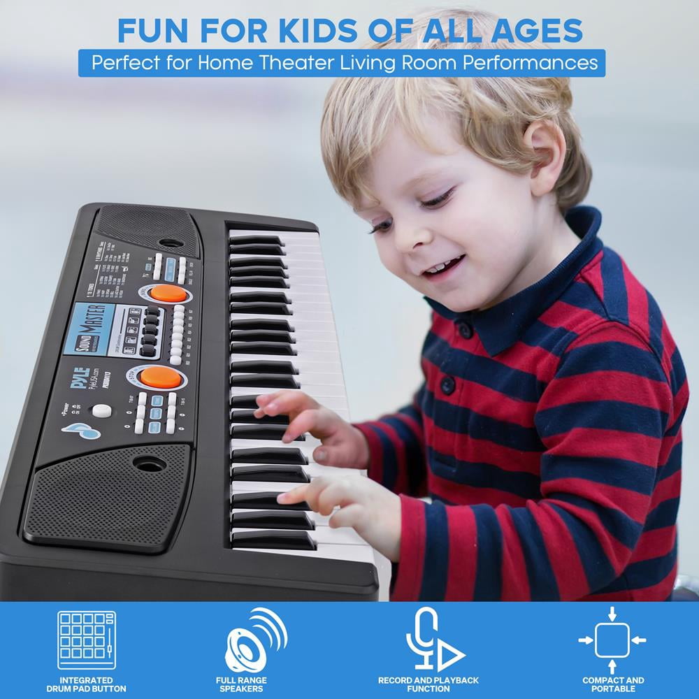 Digital Musical Karaoke Keyboard - Portable Electronic Piano Keyboard with Built-in Rechargeable Battery & Wired Microphone (49 Keys)