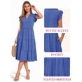 thumbnail image 2 of MOYIKO Summer Dresses for Women Ruffle Sleeve V Neck Midi Dresses Fashion Casual Flowy Beach Vacation Sundress with Pockets, 2 of 7