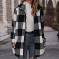 thumbnail image 5 of Azrian Womens Cardigan Plaid Jacket Tops Clearance,Plus Size Coats and Jackets,Women's Casual Regular Loose Plaid Bubble Down Long Sleeved Plush Plaid Coat Long Sleeved Hooded Coat Clearance Sale, 5 of 6