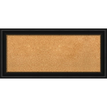 Amanti Art Natural Cork Board Framed Manhattan Black Bulletin Board 34 in. x 16 in.