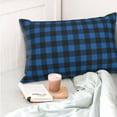 thumbnail image 4 of Fotbe Blue Black Plaid Funda de Almohada Decorativa Estilo Occidental, Lujo en Algodón, Fundas para Almohadas King, Cojín Estampado para Decoración del Hogar-16"x24", 4 of 6