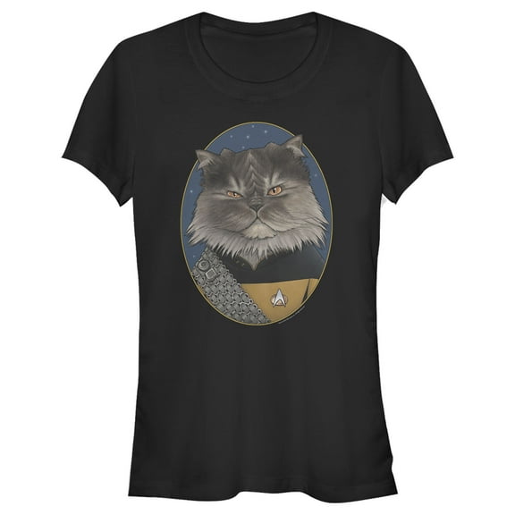 Junior's Star Trek: The Next Generation Lieutenant Commander Worf Cat Graphic Tee Black Medium