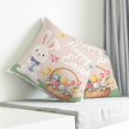 thumbnail image 3 of Happy Easter Pillow Covers 18x18 Inch Decorative Throw Pillow Cover, Cute Bunny Colorful Eggs Spring Flowers Green Sofa Pillowcases Accent Cushion Case Home Decor Bedroom Living Room, 3 of 6