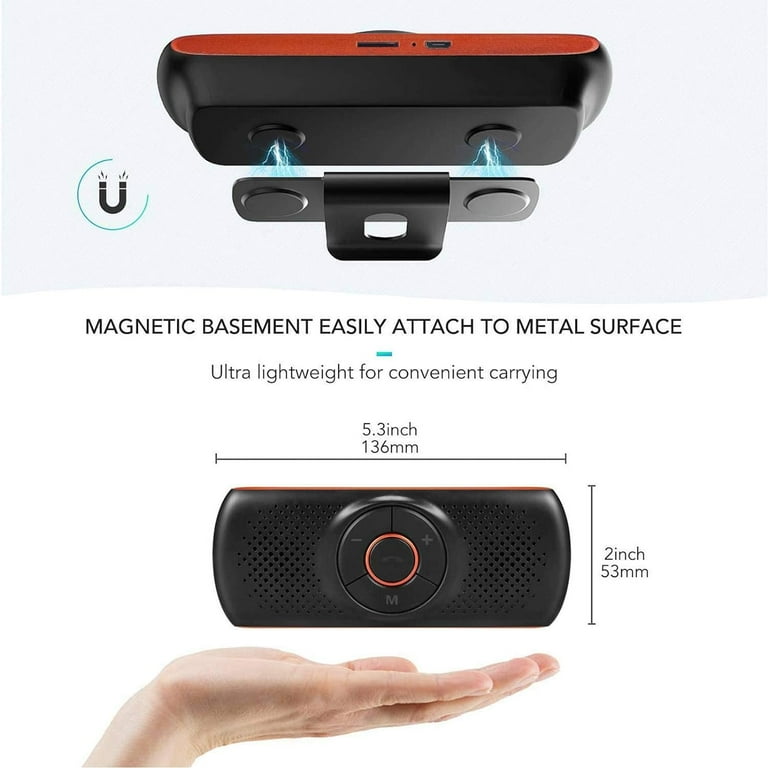 Aigoss Bluetooth Car Speakerphone Car Kit for Handsfree Talking Car Stereo Music Receiver Player Built in Walmart