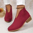 thumbnail image 6 of Tawop women's Boots Low Heel Side Zip Round Toe Suede Fall Boots, 6 of 7