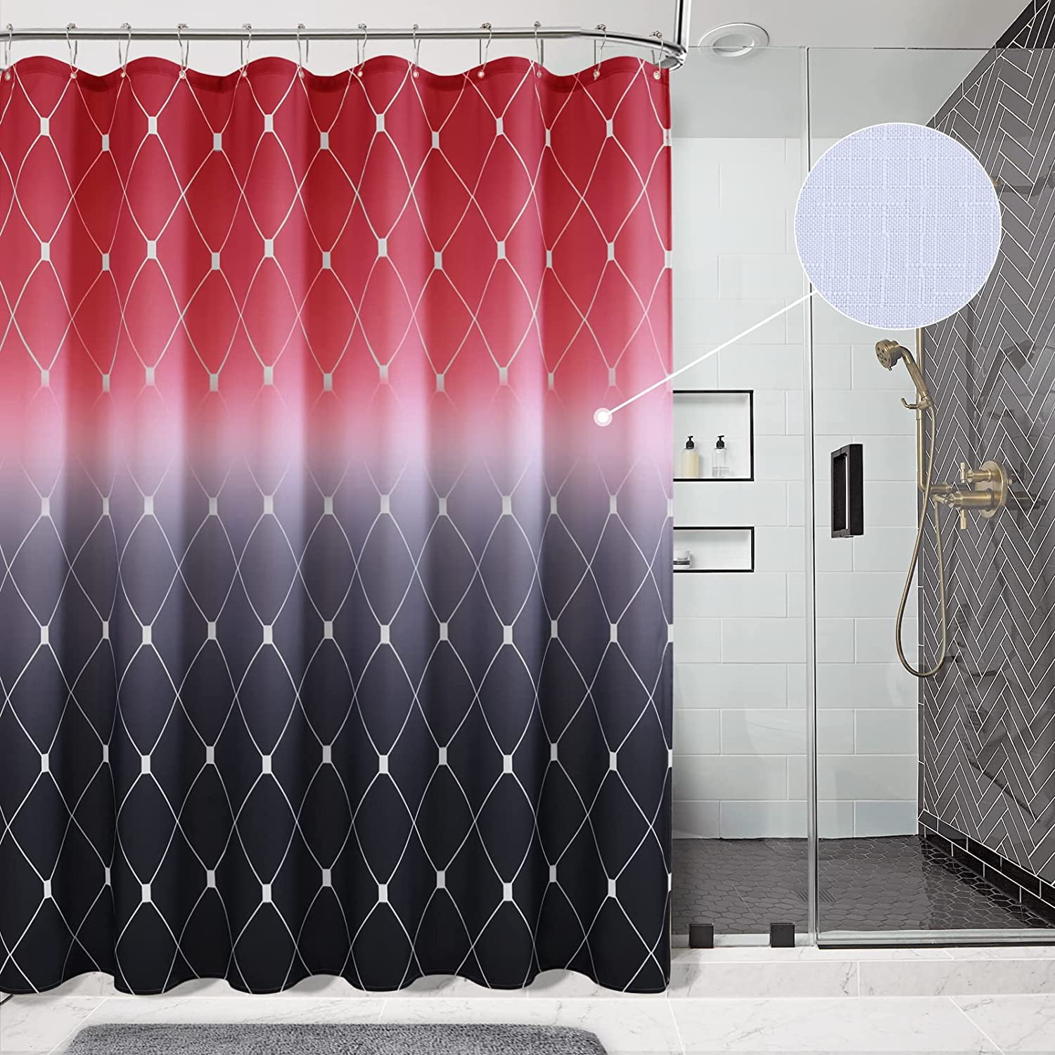 Shower Curtain Ombre Shower Curtain Black and Red Shower Curtains for