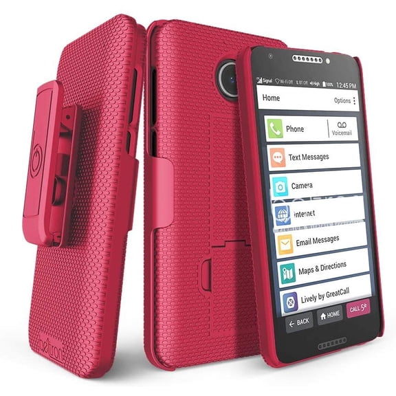 BELTRON Jitterbug Smart2 Case with Belt Clip Holster Combo, Slim Protective Grip Case with Kickstand for Jitterbug Smart 2 Easy-to-Use 5.5 Smartphone for Seniors by GreatCall 5049SJBS2 - Red