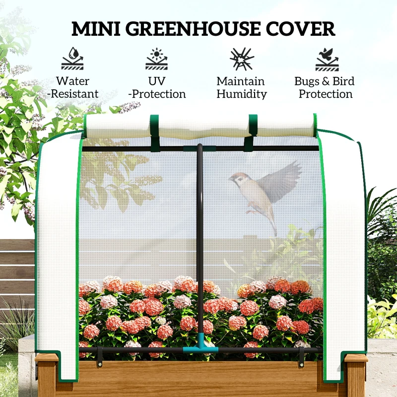 Outdoor Planter Box Convenient Raised Garden Bed with Legs Retractable PE Cover Brown Fir Wood Steel Frame Drainage Holes Breathable Fabric for Vegetables Herbs Flowers