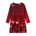 thumbnail image 5 of THDHVS Dresses for Girls,Heart Print Long Sleeve Dress with Round Neck for Girls Ballet Practice and Winter Wear,Girls Long Sleeve Dress Wine, 5 of 6