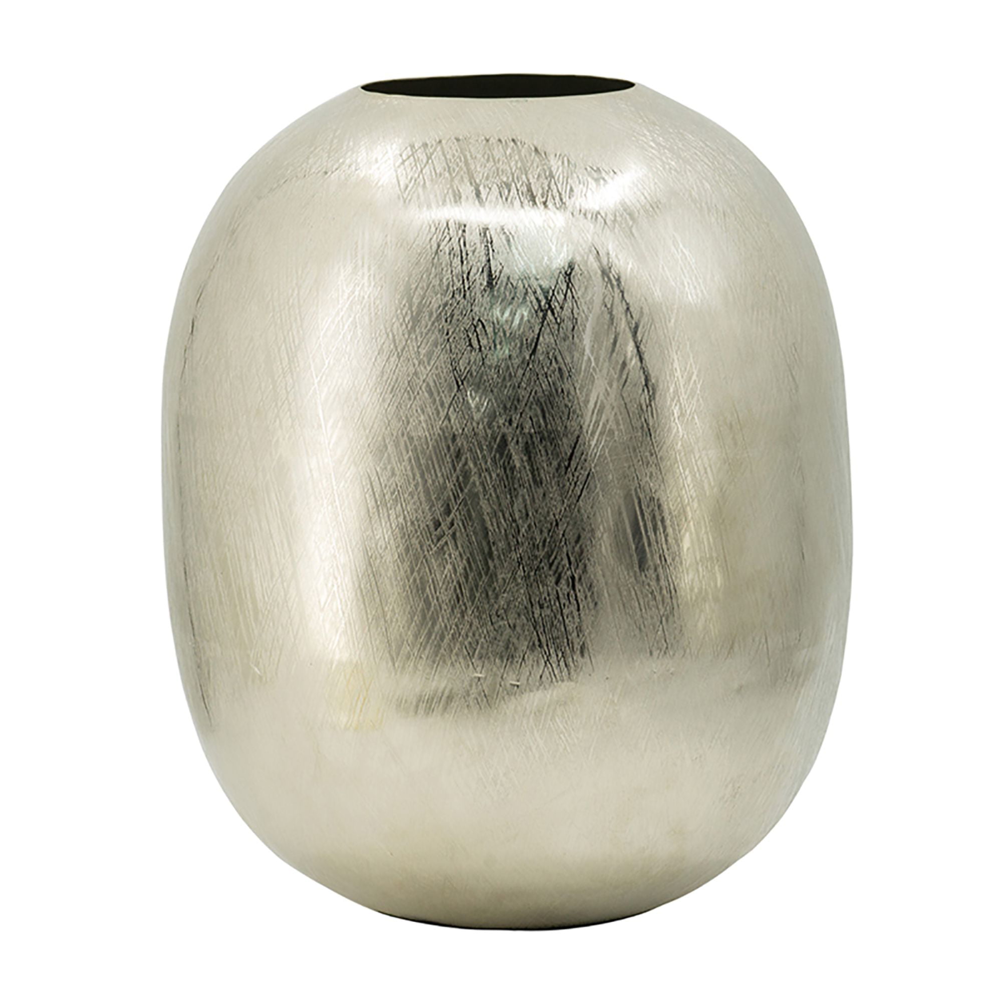 A & B Home 12.75 Silver Contemporary Round Decorative Vase 