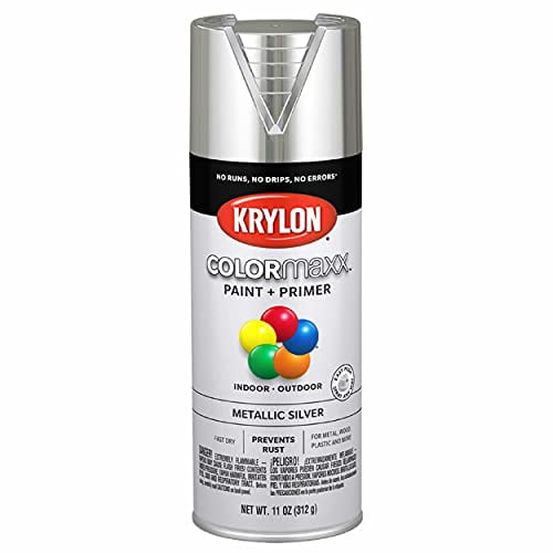 Krylon K05590007 COLORmaxx Spray Paint and Primer for Indoor/Outdoor Use, Metallic Silver
