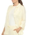 thumbnail image 6 of White Mark Women's 2-Piece Oversize Long Sleeve Button Down Cotton Linen Gauze Lounge Beach Set, 6 of 7
