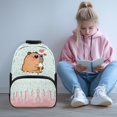 thumbnail image 2 of Pzuqiu Sprinkle Capybara Ice Cream Kids Backpack for Ages 6-18 17 Inch Large Capacity Breathable Elementary School Backpack for Boys Girls Back to School Travel Essential, 2 of 7