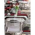 thumbnail image 6 of Outdoor Tablecloth with Umbrella Hole Zipper Red American Flag Round Tablecloth 60" Waterproof Outside Table Cloth Black White Stripe US Flag Retro Wooden Patio Table Cover Tablecloths for Picnic, 6 of 8