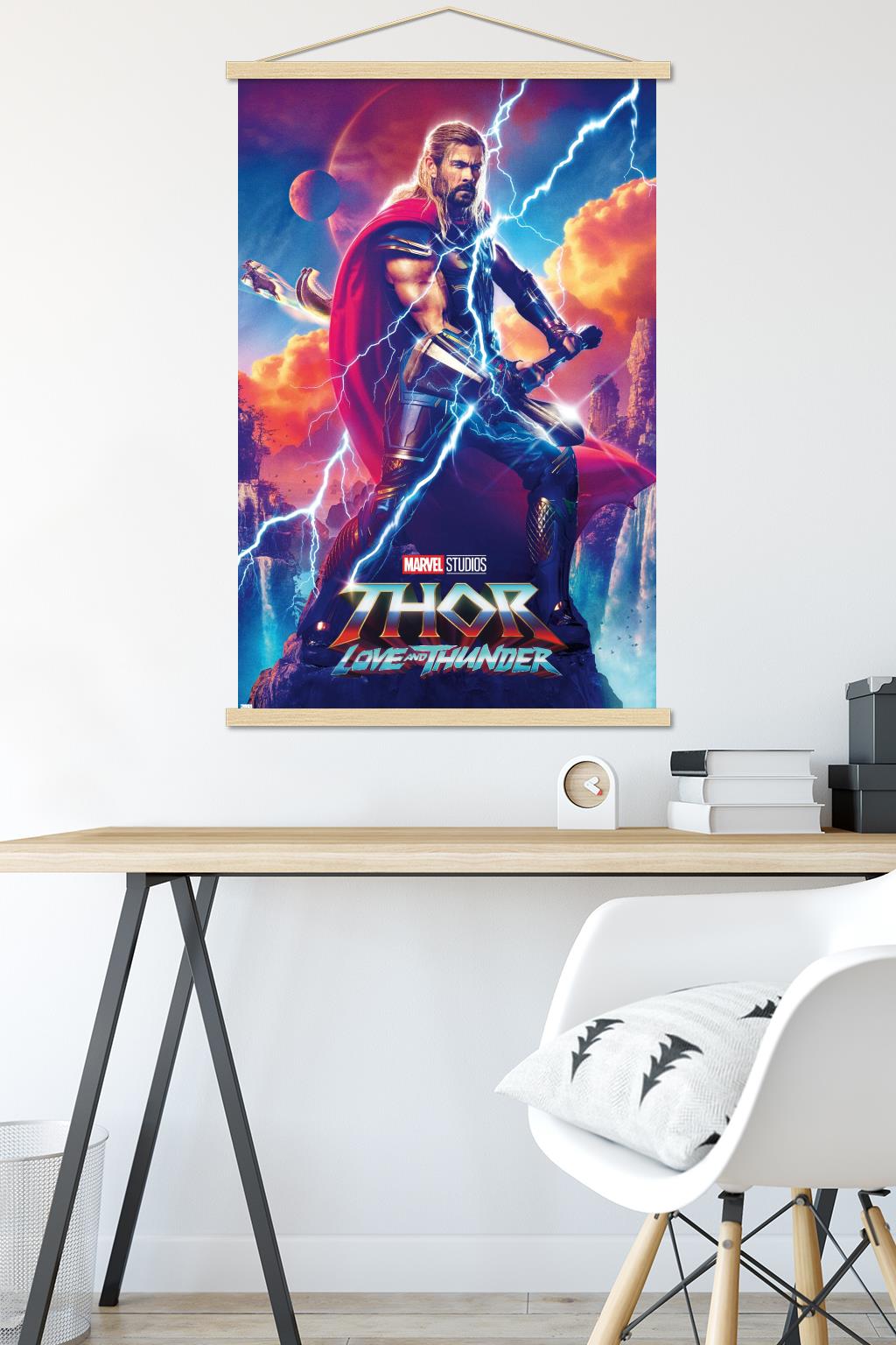 Marvel Thor: Love and Thunder - Thor Odinson One Sheet Wall Poster with Magnetic Frame, 22.375" x 34"
