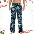 thumbnail image 2 of Mens Xmas Pjs Elastic Waist Christmas Print Holiday Casual Pants Bottoms Celebrating Xmas Gifts Loose Fit Sleepwear for Men ZA Blue XL, 2 of 4