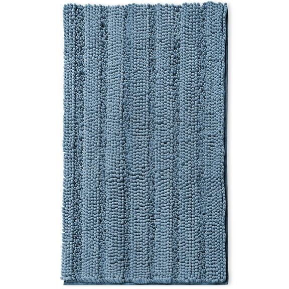 Clara Clark Chenille Super Absorbent Bath Mat - Extra Soft - Shower and Bath Room - Machine wash dry - Size Extra Large 44 x 26 - Blue Heaven