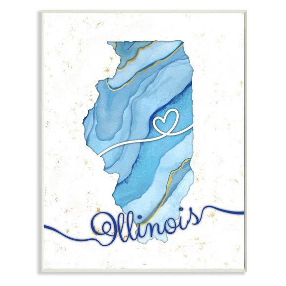 Stupell Industries Illinois Agate Blue US State Design Wall Plaque by Ziwei Li