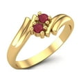 thumbnail image 2 of 3MM Round Ruby Glass Filled Bypass Shank 925 Sterling Silver Gold Vermeil Two Stone Anniversary Valentines Day Gifts Ring, 2 of 3
