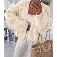 thumbnail image 6 of PRETTYGARDEN Women's Fall Cardigan Open Front Chunky Sweaters Cozy Stretchy Knitwear, Long Sleeve Drop Shoulder, Loose Fit Crochet Jacket, Trendy Holiday Outfits, Warm Winter Clothing, 6 of 9