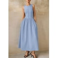 thumbnail image 4 of Vestido PRETTYGARDEN 2025 Verano Maxi Sin Mangas Azul Claro Talla L, 4 of 8