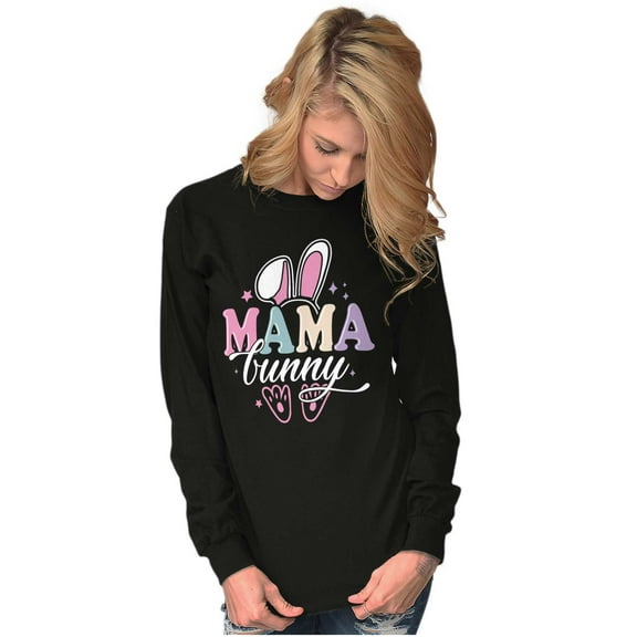 Cute Spring Easter Mama Bunny Ears Women's Long Sleeve T Shirt Brisco Brands S