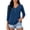 Dark Blue, variant on tarylea Tops for Women 3/4 Sleeve V Neck Button T-Shirts Casual Loose Fall Comfy Basic Solid Color Tops